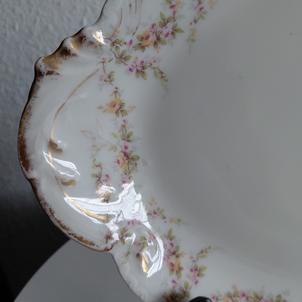 Limoge Teodor Haviland France Oval Serving  Porcelain  Floral Gold Trim Plate - Picture 4 of 16